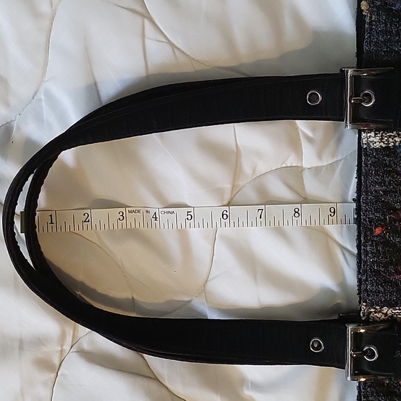 VERA BRADLEY MULTICOLOR TOTE WITH BLACK VELVET HANDLES AND TRIM - Picture 13 of 13